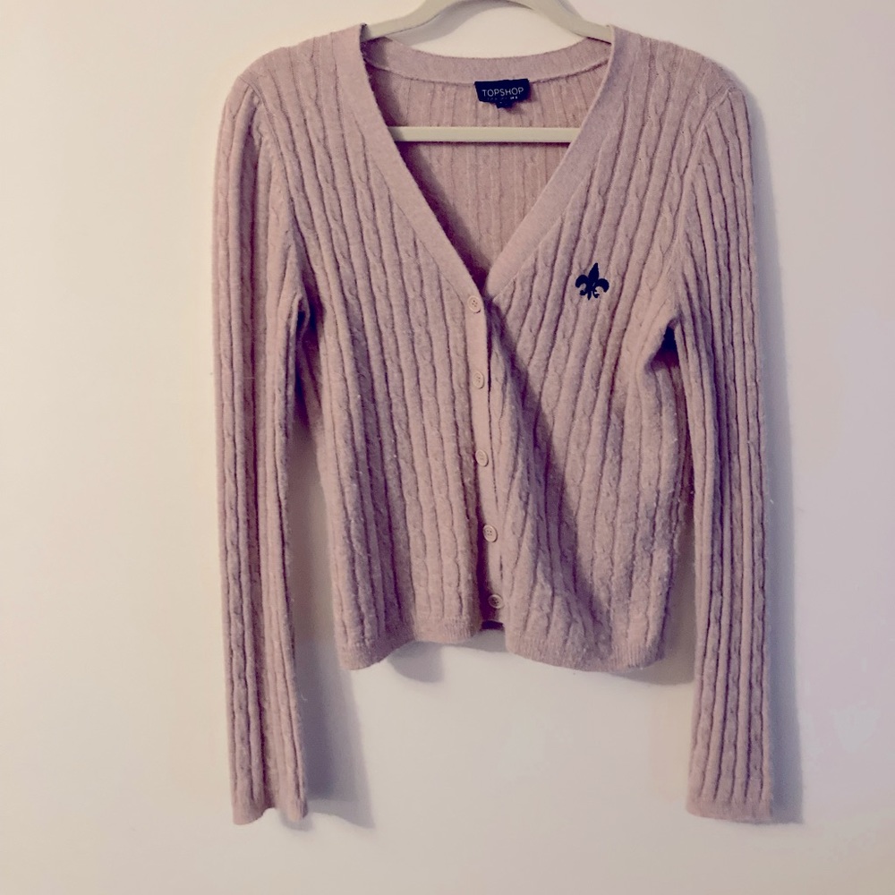 TopShop Angora Beige Cardigan Long Sleeve